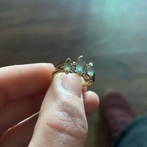 Aquamarine and diamond three stone ring, make an offer!